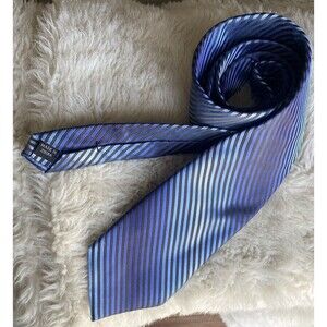 Calvin Klein Ombré Blue Striped  100% Silk Tie